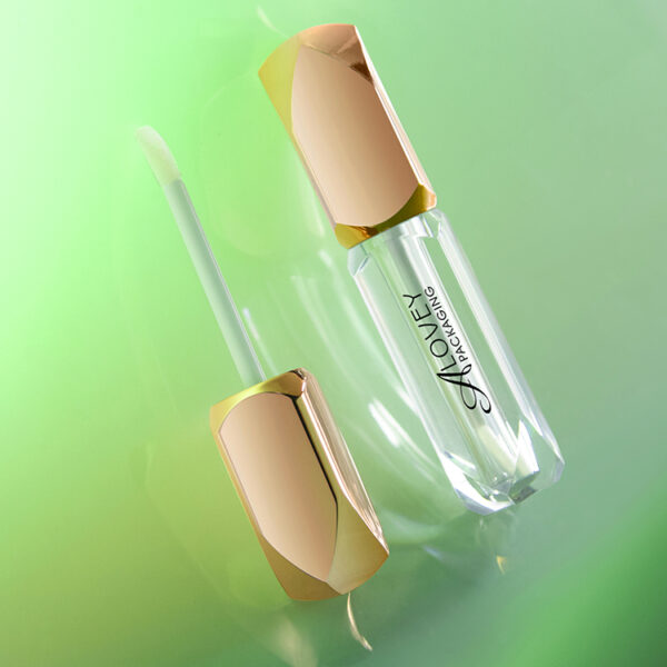 Luxury gold cap rhombus shape lipgloss tube 2ml