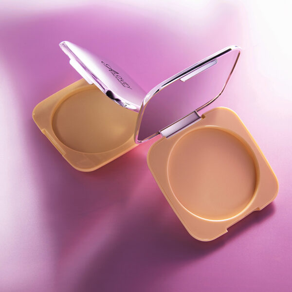 Luxury square compact powder case with big inner pan and mirror