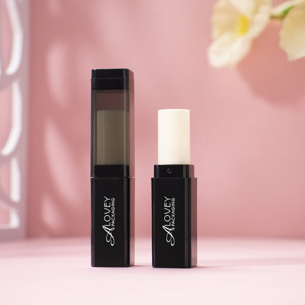 Matte black square lip balm tube-LB0060A