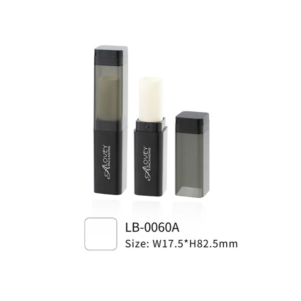 Matte black square lip balm tube-LB0060A