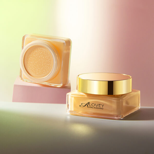 New arrival square gold cap bb cream foundation jar 10g P-J0204A