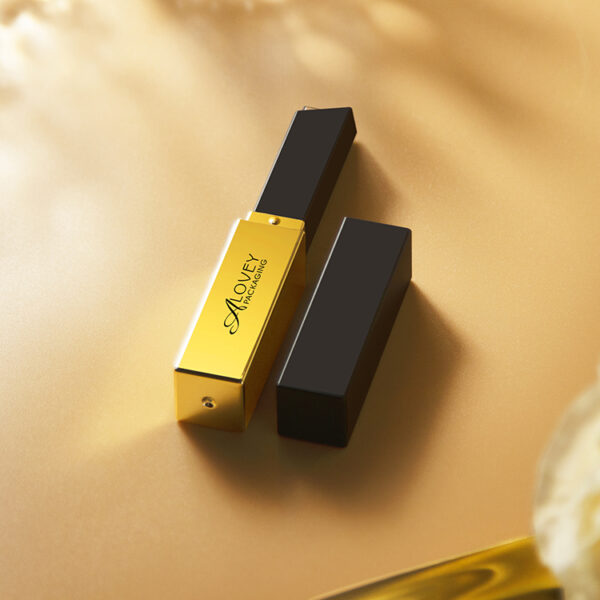 YSL Saint Laurent slim gold and black square lipstick tube