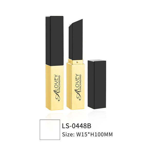 YSL Saint Laurent slim gold and black square lipstick tube