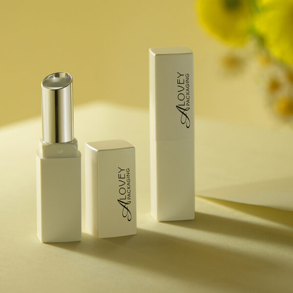 Square portable empty pure white lipstick tube