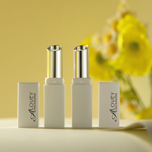 Square portable empty pure white lipstick tube