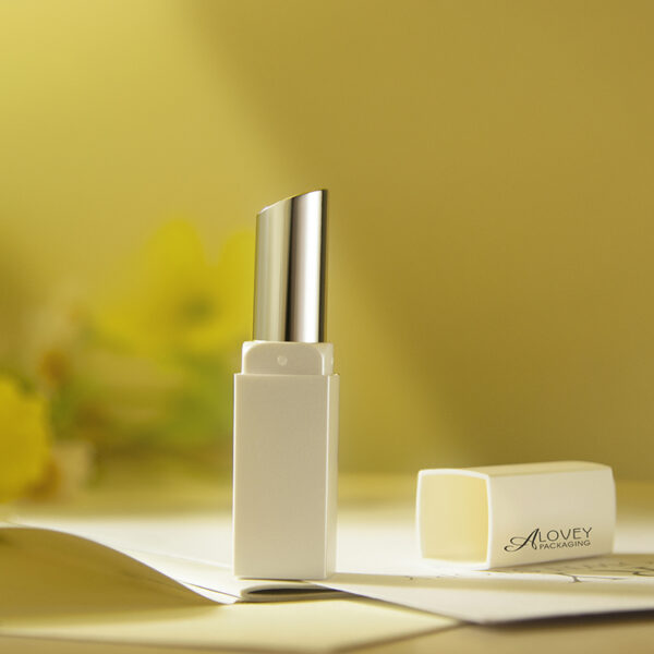 Square portable empty pure white lipstick tube