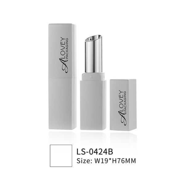 Square portable empty pure white lipstick tube