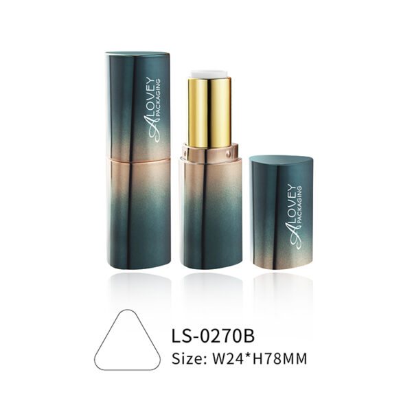 Metallic gradient magnetic lipstick case with triangle shape